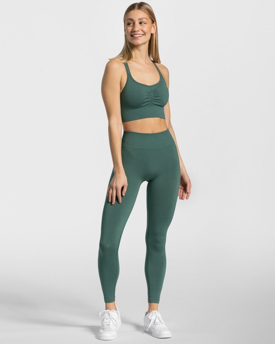 TEVEO Timeless Scrunch Leggings Tmavo Zelene | 160249-CAL