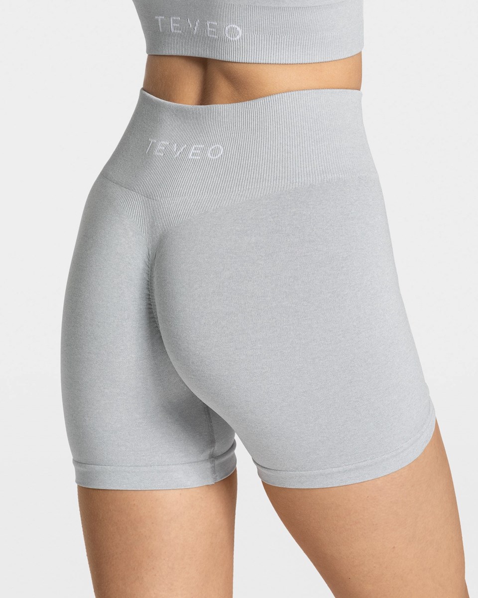 TEVEO Timeless Scrunch Shorts Svetlo Siva | 182539-PFK