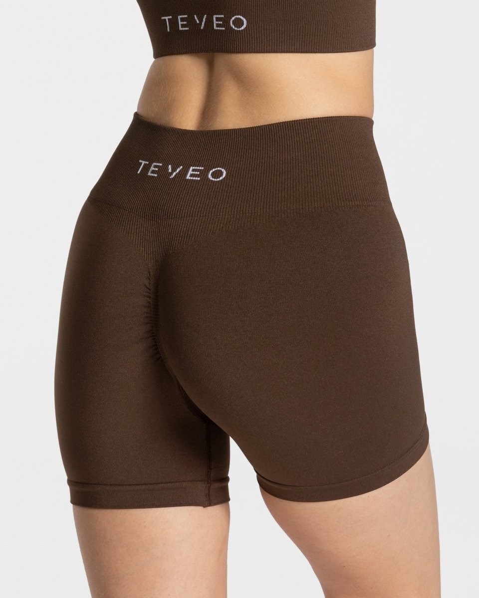 TEVEO Timeless Scrunch Shorts Tmavo Hnede | 516283-PXF
