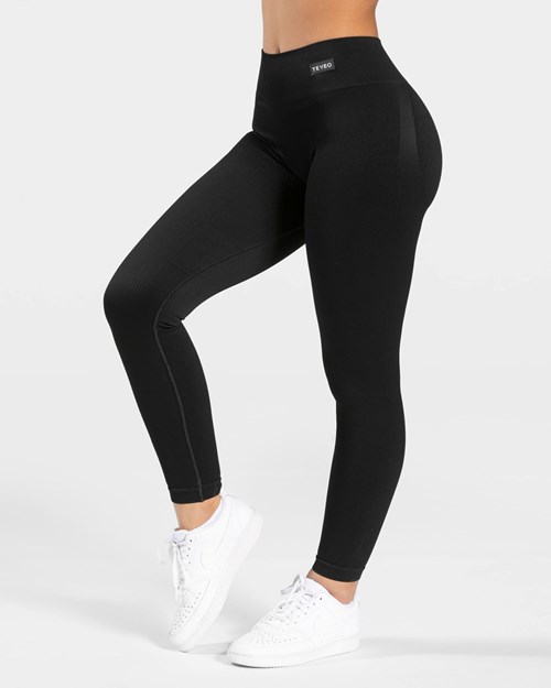TEVEO Elegantný Scrunch Leggings Čierne | 941605-EOH