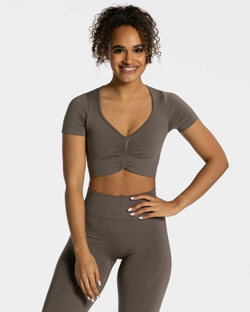 TEVEO Focus Crop Top Taupe | 453916-VUR