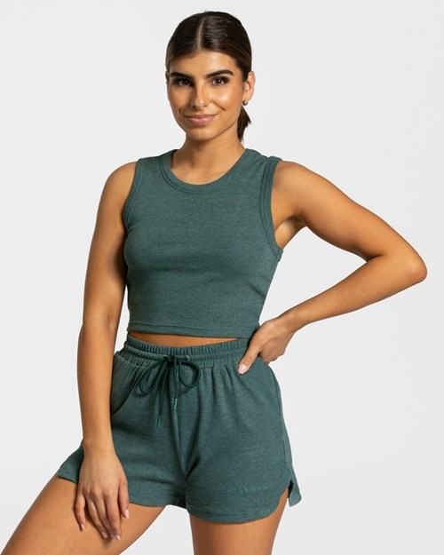 TEVEO Lounge Crop Top Tmavo Zelene | 103479-TED