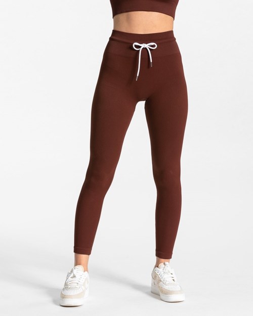 TEVEO Rebrovaný Leggings Mahagoni | 572943-ZLY