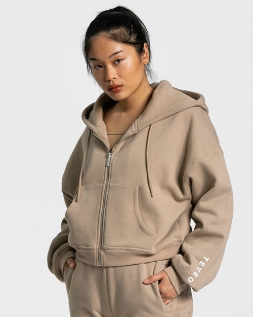 TEVEO Sassy Zip Hoodie Béžové | 290163-BQU